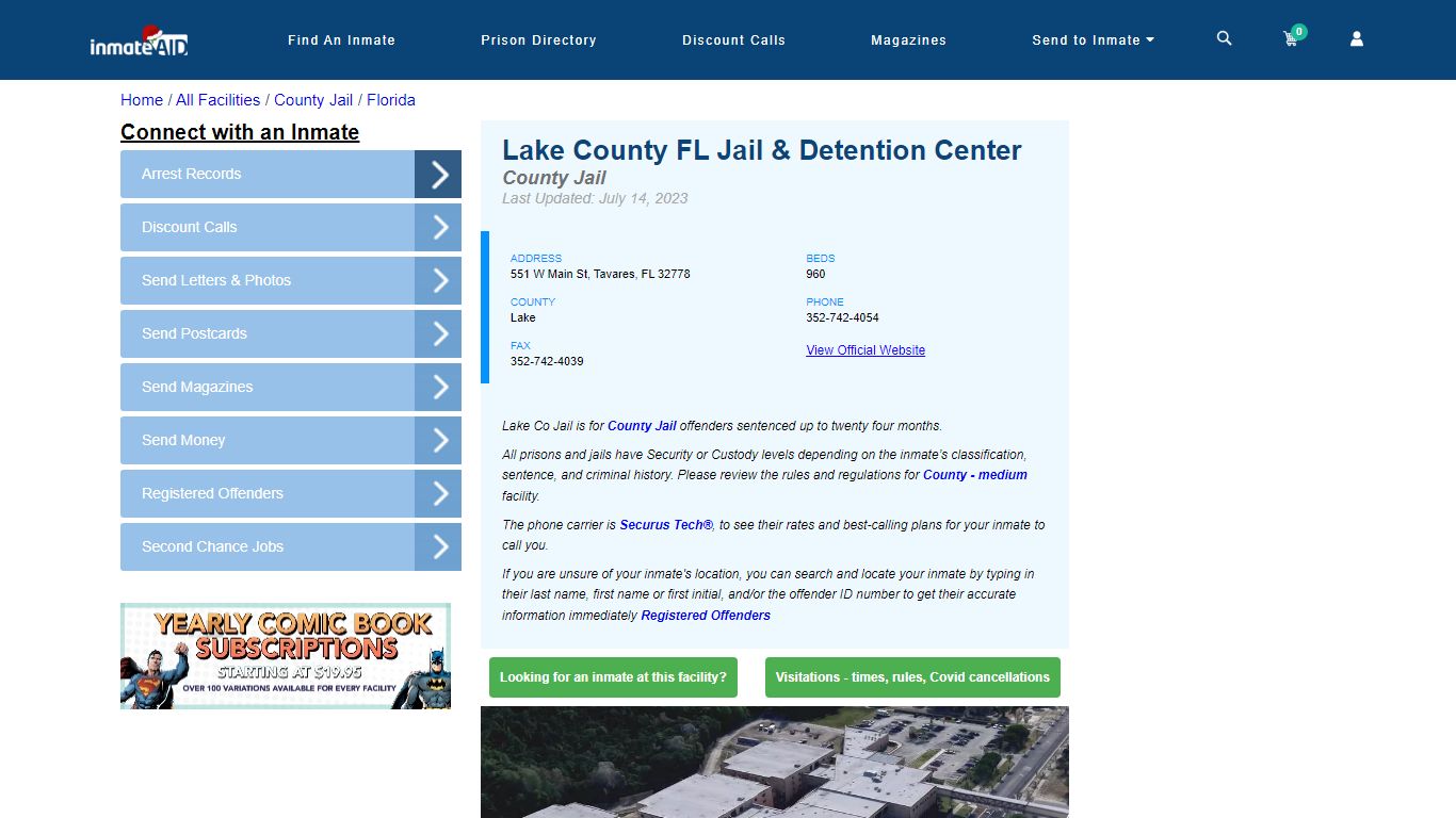 Lake County FL Jail & Detention Center - Inmate Locator - Tavares, FL